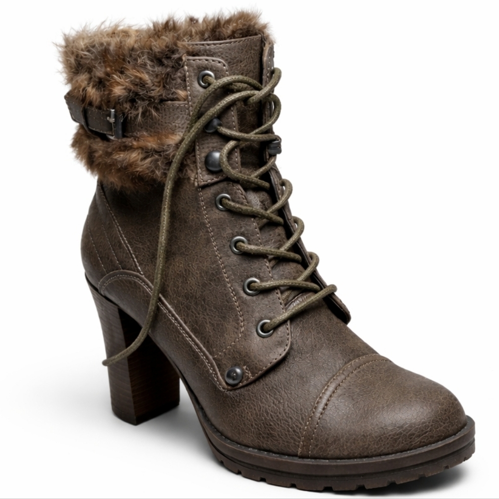 G by Guess Women's Heeled Boots with Fur Trim